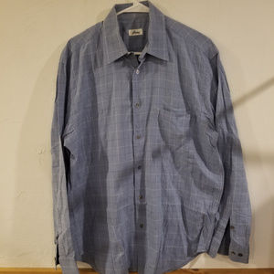 Brioni Men's Dress Shirt - Blue Check (M)